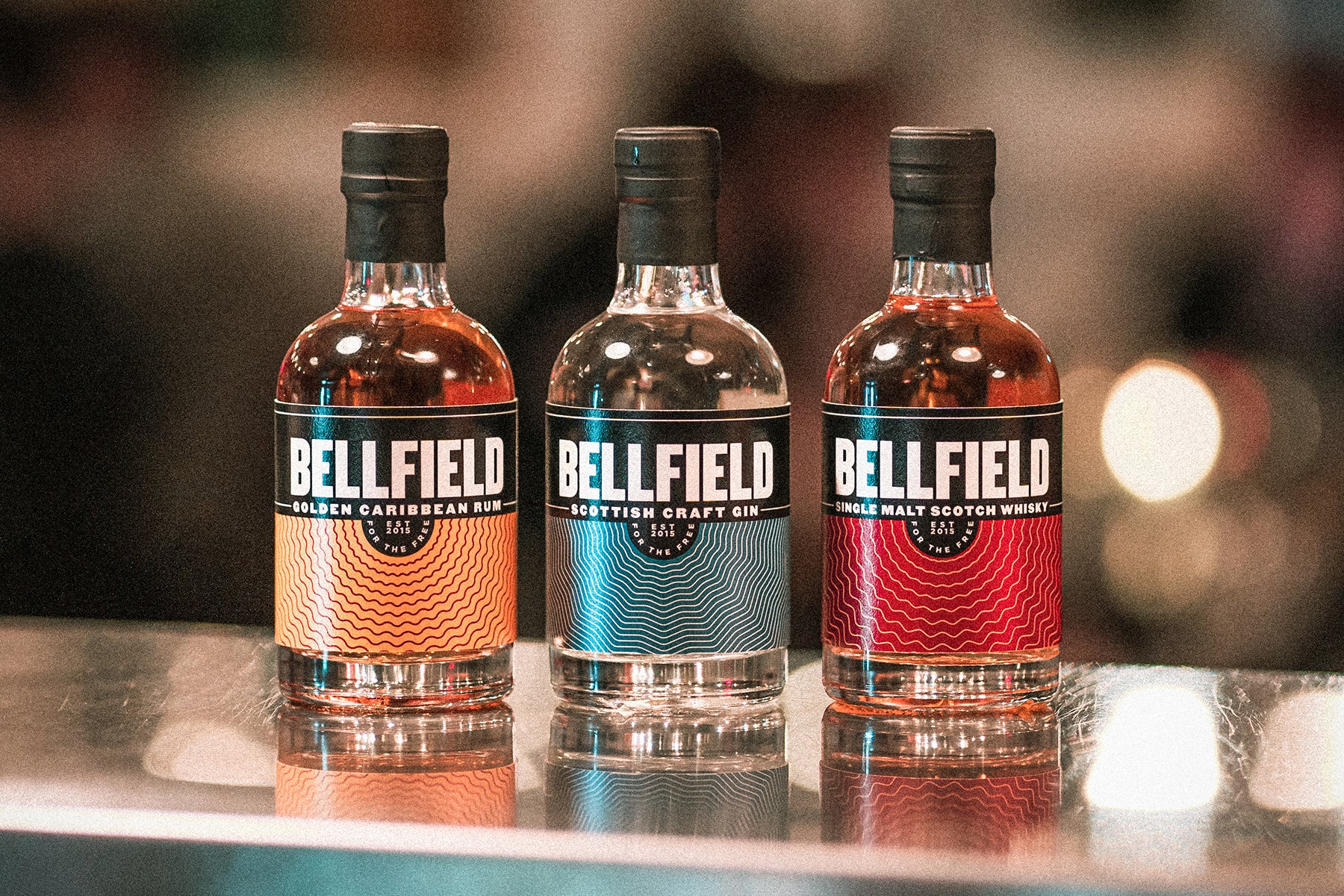 Bellfield's in-house Spirits – Gin, Rum and Whisky – limited edition for Christmas