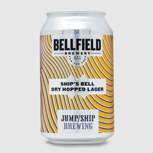 A can of Ship's Bell Dry Hopped Lager.