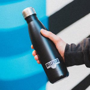 Bellfield branded insulated water bottle.